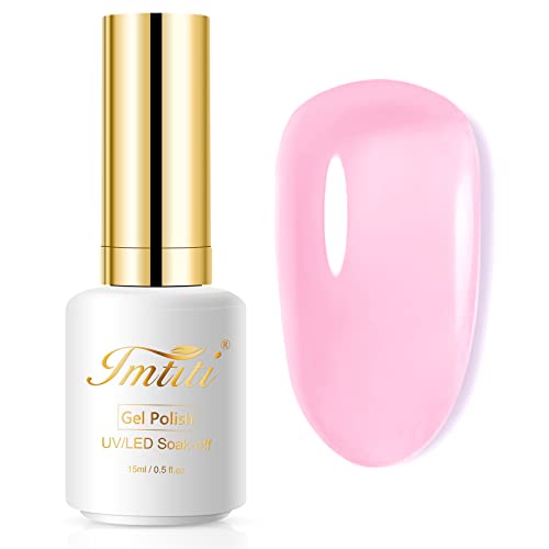 Imtiti Gelee Gel Nagellack, 1 Pcs 15 ML Rosa Gelee Gel Polish Soak Off LED U V Nail Gel Polish Sheer Translucent Gel Nail Polish DIY Nail Art Starter Manicure Salon Gel Nail Kit für Frauen Mädchen von Imtiti