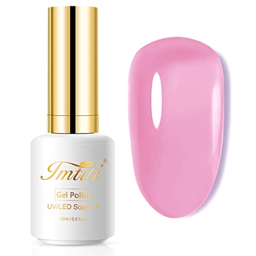 Imtiti Gelee Gel Nail Polish, 1 Pcs 15 ML Nude Rosa Gelee Gel Polish Soak Off LED U V Nail Gel Polish Sheer Translucent Gel Nail Polish DIY Nail Art Starter Manicure Salon Gel Nail Kit von Imtiti