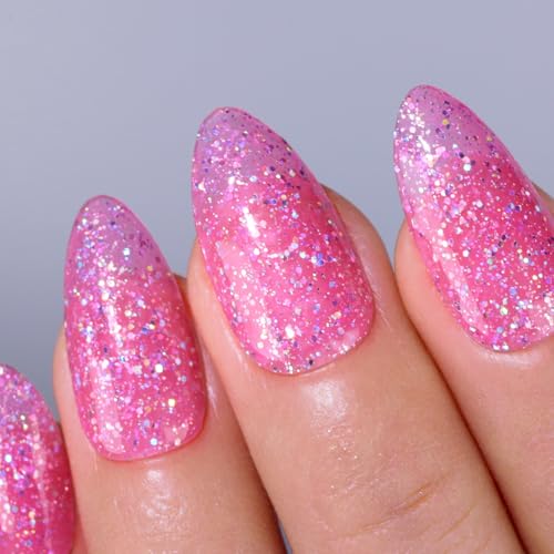 Imtiti Glitter Gel Nagellack, 1 Pcs 15 ML Heißes Rosa Glitter Gel Polish Soak Off LED U V Nail Gel Polish Nail Polish DIY Nail Art Starter Manicure Salon Gel Nagellack Kit für Frauen Mädchen von Imtiti