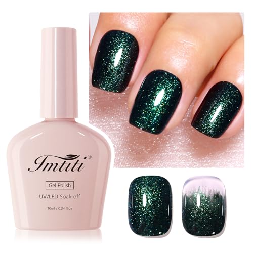 Imtiti Glitter Gel Nagellack, 1Pcs Dark Night Starlight Green Gel Polish Sparkle Green Soak Off UV LED Gel Polish, Nail Art Starter Manicure Salon DIY at Home for Women (10 ML) von Imtiti