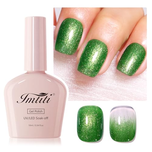 Imtiti Glitter Gel Nagellack, Grün Sparkle Soak Off UV LED Lack, Langlebig, Nail Art Starter Maniküre Salon DIY zu Hause für Frauen (10 ML) von Imtiti