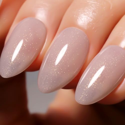Imtiti Glitter Gel Nagellack, 15ML Beige Schimmernder UV LED Soak Off Polish für DIY Nail Art, Maniküre Salon Kit für Frauen Mädchen von Imtiti