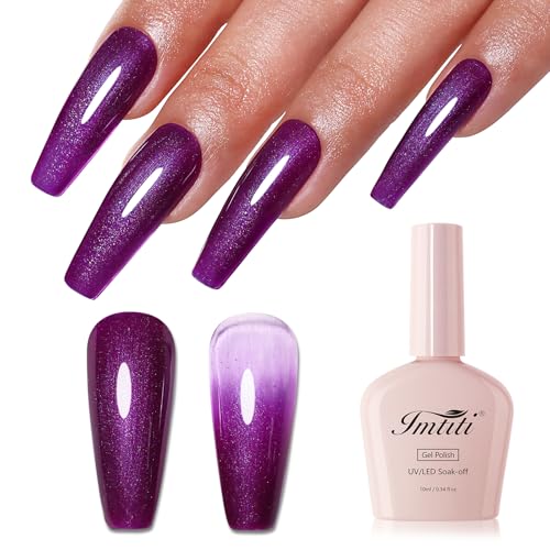 Imtiti Glitzer UV Gel Nagellack, Dunkel Lila Perle Schillernder Glitter Gel Nail Polish Herbst Winter Diamant Schimmer Soak Off UV Led Starter Maniküre 10ML von Imtiti