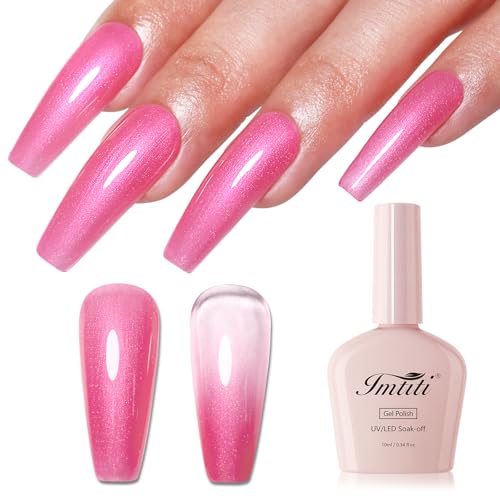 Imtiti Glitzer UV Gel Nagellack, Rosa Perle Schillernder Glitter Gel Nail Polish Frühling Sommer Diamant Schimmer Soak Off UV Led Starter Maniküre 10ML von Imtiti