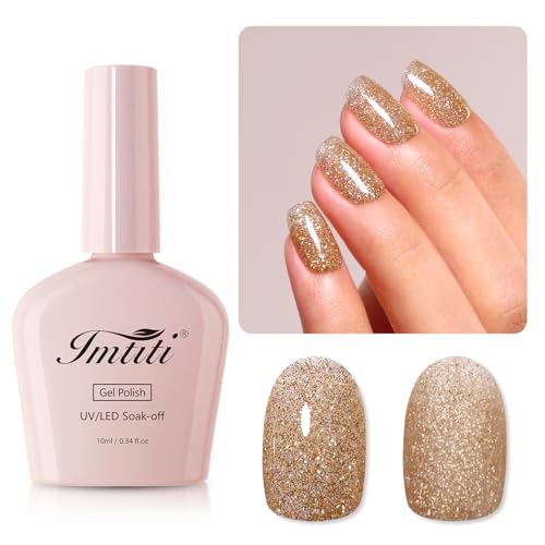 Imtiti Gold UV Nagellack, 10ML Gold UV Gel Nagellack Soak Off Led Gel Nail Polish Herbst Winter DIY Nagel Kunst Starter Maniküre Salon Gellack Kit von Imtiti