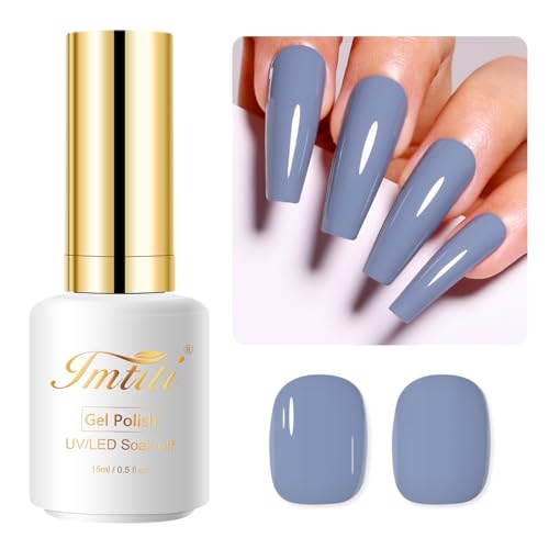 Imtiti Grau UV Nagellack, 15ML Zinn Grau Gel Nail Polish, Soak Off LED Herbst Winter Maniküre Salon Gellack Kit für DIY Nagel Kunst von Imtiti