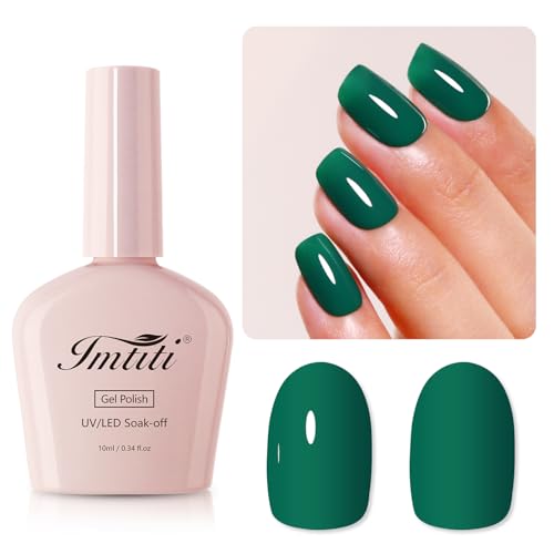 Imtiti Grün UV Nagellack, 10ML Smaragd Grün UV Gel Nagellack Soak Off Led Gel Nail Polish Herbst Winter DIY Nagel Kunst Starter Maniküre Salon Gellack Kit von Imtiti