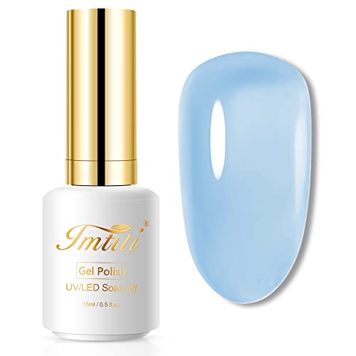 Imtiti Jelly UV Nagellack, 1 Pcs 15 ML Lichtblau Gelee Gel Lack Soak Off LED UV Nagel Lack Sheer Transparent Gel Nagellack DIY Nagel Kunst Starter Maniküre Salon Kit für Frauen Mädchen von Imtiti