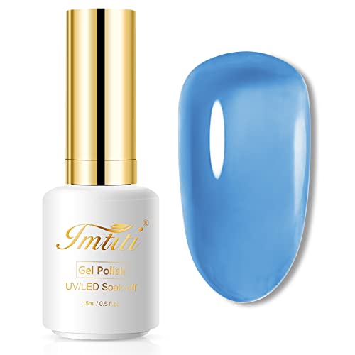 Imtiti Blaue Gelee UV Gel Nagellack, 15 ML Soak Off Led Jelly gel Nail Polish Transparent DIY Nagel Starter Maniküre Salon Gellack Kit Für Mädchen von Imtiti