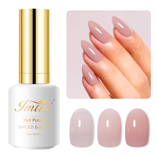 Imtiti Jelly UV Nagellack, 15ML Natürlich Kaffee Transparent UV Gel Nagellack Soak Off UV Led Gelee Gel Nail Polish Nackt Durchsichtig für Nagelkunst DIY Maniküre von Imtiti
