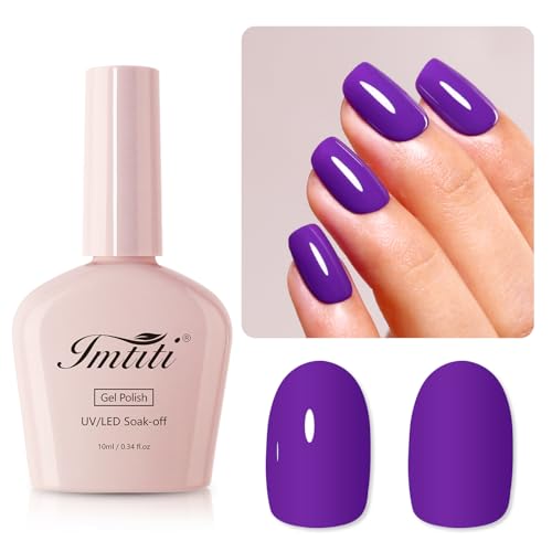 Imtiti Lila UV Nagellack, 10ML Tief Lila UV Gel Nagellack Soak Off Led Gel Nail Polish Herbst Winter DIY Nagel Kunst Starter Maniküre Salon Gellack Kit von Imtiti