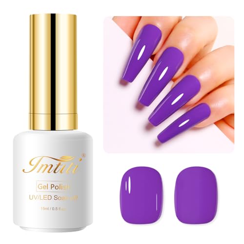 Imtiti Lila UV Nagellack, 15ML Tiefes Lila Gel Nail Polish, Soak Off LED Frühling Sommer DIY Nagel Kunst Starter Maniküre Salon Gellack Kit von Imtiti