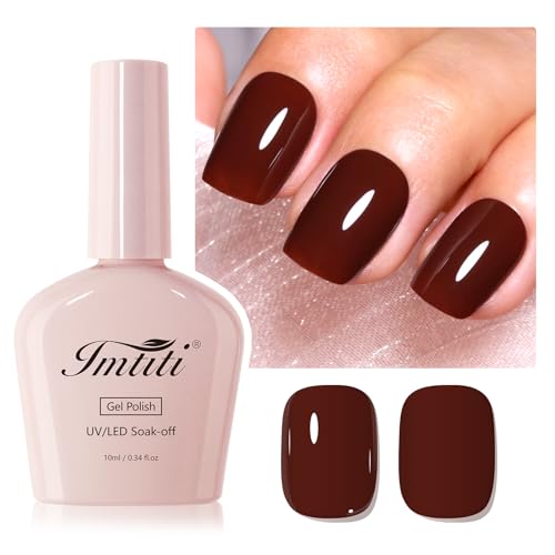 Imtiti Maroon Brown Gel Nagellack, 1Pcs Chestnut Brown Gel Polish Soak Off UV LED Gel Polish, Long Lasting, Nail Art Manicure Salon DIY zu Hause für Herbst und Winter (10 ML) von Imtiti