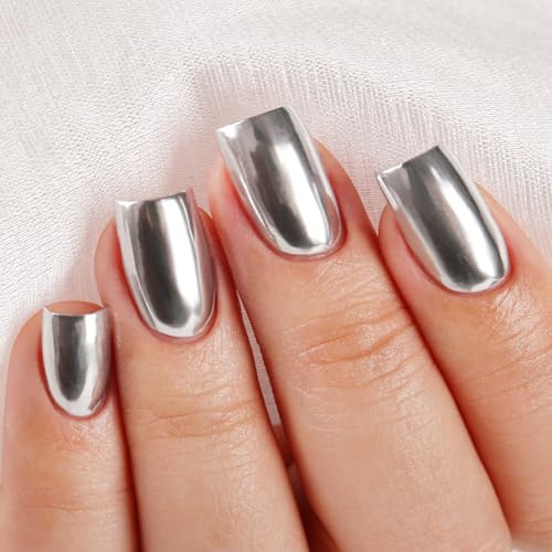 Imtiti Metallic UV Nagellack, Silber Metallic Chrom Gel Nagellack Mirror Spiegel Gel Nail Polish Mit Superglänzendes Metall Effekt Gellack Soak Off UV Led Nagelkunst Salon Maniküre 10ML von Imtiti
