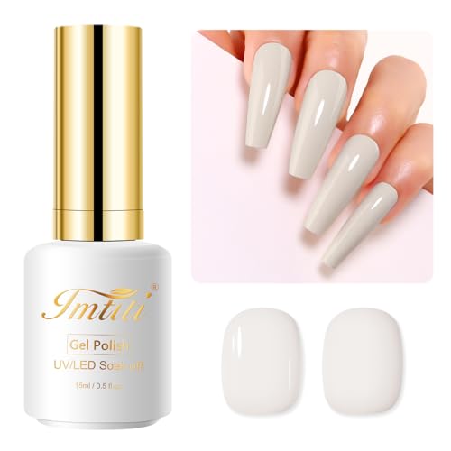 Imtiti Nackt UV Nagellack, 15ML Milchig Weiß UV Gel Nagellack Soak Off Led Gel Nail Polish Frühling Sommer Gel Nagellack DIY Nagel Kunst Starter Maniküre Salon Gellack UV Kit von Imtiti