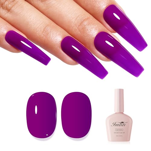Imtiti Lila UV Nagellack, Neon Lila UV Gel Nagellack Soak Off Led Gel Nail Polish Frühling Sommer DIY Nagel Kunst Starter Maniküre Salon Gellack 10ML von Imtiti