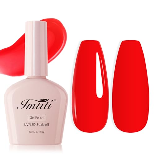 Imtiti Neon UV Nagellack, Neon Rot UV Gel Nagellack Soak Off Led Gel Nail Polish Frühling Sommer DIY Nagel Kunst Starter Maniküre Salon Gellack 10ML von Imtiti