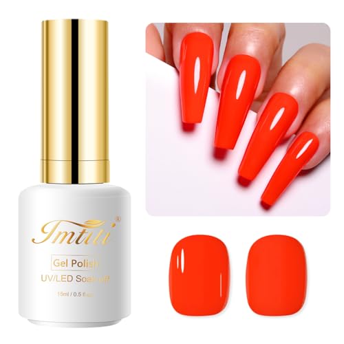 Imtiti Neon Nagellack, 15ML Orange Rot UV Gel Nagellack Soak Off Led Gel Nail Polish Herbst Winter Nagel Kunst Starter Maniküre Salon Gellack Kit von Imtiti