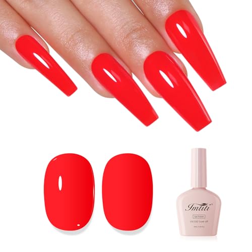 Imtiti Neon UV Nagellack, Neon Rot UV Gel Nagellack Soak Off Led Gel Nail Polish Frühling Sommer DIY Nagel Kunst Starter Maniküre Salon Gellack Kit 10ML von Imtiti