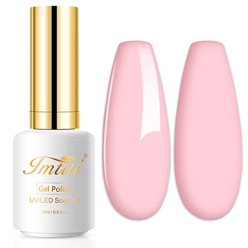 Imtiti Pastell UV Nagellack, 1 Pcs 15ML Pastell Rosa UV Gel Nagellack Soak Off Led Gel Nail Polish Frühling Sommer Gel Nagellack DIY Nagel Kunst Starter Maniküre Salon Gellack UV Kit für Mädchen von Imtiti