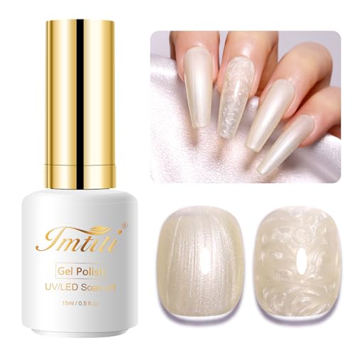 Imtiti Pearl Milky Gel Nagellack, 15ml Light Creme Shimmer Soak Off LED Nail Gel Polish Nail Art Starter Manicure Salon DIY at Home 1 Pcs von Imtiti