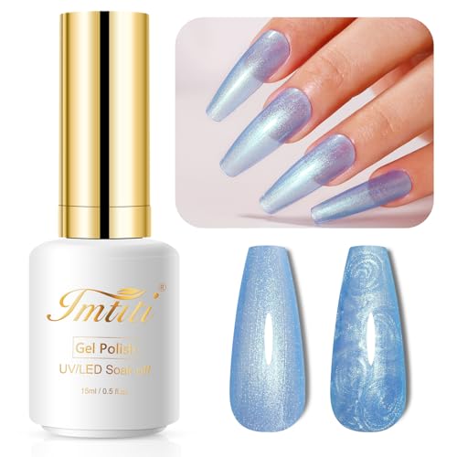 Imtiti Pearl UV Nagellack- 15ML Himmel Blau Shell Schimmer Gel Nagellack Mermaid Perlmutt Schimmer Gel Nail Polish Schillernder Perlglanz Frühlings Sommer Gellack Soak Off UV Led von Imtiti