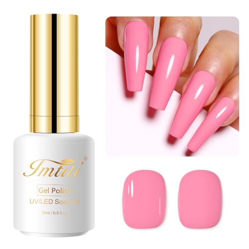 Imtiti Rosa UV Nagellack, 15ML Helles Rosa Gel Nail Polish für Herbst Winter - DIY Nagel Kunst Starter Maniküre Salon Gellack Kit von Imtiti