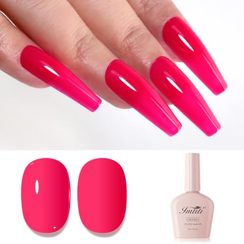 Imtiti Rosa UV Nagellack, Heißes Rosa UV Gel Nagellack Soak Off Led Gel Nail Polish Frühling Sommer Gel Nagellack DIY Nagel Kunst Starter Maniküre Salon Gellack Kit 10ML von Imtiti