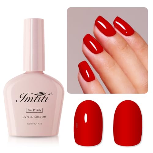 Imtiti Rot UV Nagellack, 10ML Apfel Rot UV Gel Nagellack Soak Off Led Gel Nail Polish Herbst Winter DIY Nagel Kunst Starter Maniküre Salon Gellack Kit von Imtiti