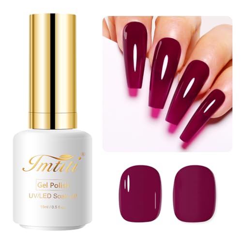 Imtiti Rot UV Nagellack, 15ML Kirschen Chutney Rot UV Gel Nagellack Soak Off Led Gel Nail Polish Herbst Winter Gel Nagellack DIY Nagel Kunst Starter Maniküre Salon Gellack UV Kit von Imtiti