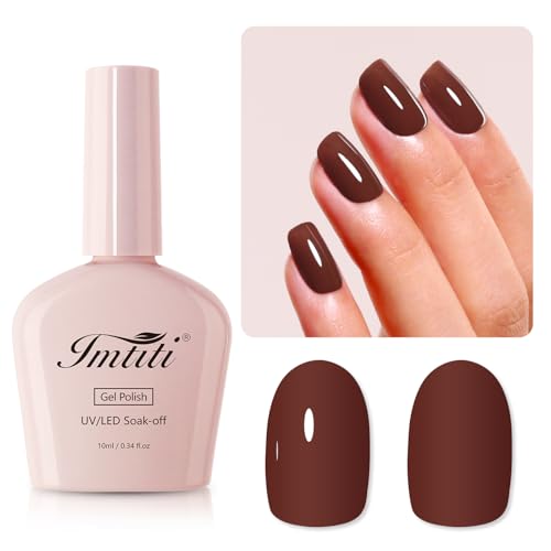 Imtiti Schokolade UV Nagellack, 10ML Schokolade Braun UV Gel Nagellack Soak Off Led Gel Nail Polish Herbst Winter Gel Nagellack DIY Nagel Kunst Starter Maniküre Salon Gellack UV Kit von Imtiti