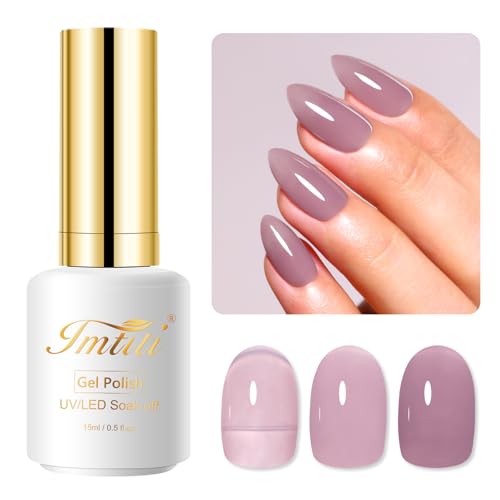 Imtiti Semipermanenter Nagellack, transparent, 15 ml, hellviolett, transparent, halbpermanenter Nagellack, UV-/LED-Nagellack, Soak-Off-Nagellack, UV-Gel, französisches Gel für Frauen von Imtiti
