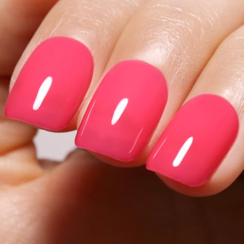 Imtiti Sheer Neon Pink Gel Nail Polish, Jelly Hot Pink Translucent Color UV/LED Soak Off Gel Polish für DIY Nail Art Maniküre und Pediküre zu Hause oder im Salon, 0.5 fl oz von Imtiti