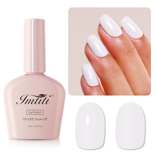 Imtiti Weiß UV Nagellack, 10ML Weiß UV Gel Nagellack Soak Off Led Gel Nail Polish Herbst Winter DIY Nagel Kunst Starter Maniküre Salon Gellack UV Kit von Imtiti