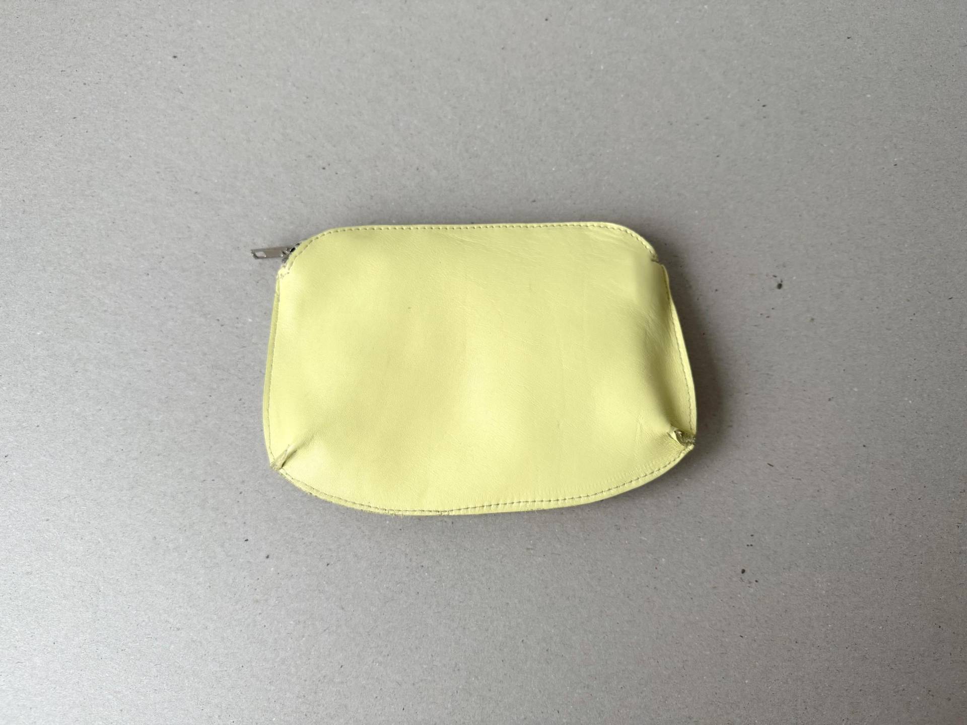 Kosmetiktasche Aus Kalbsleder in Gelb Reißverschluss-Täschchen von Imunde