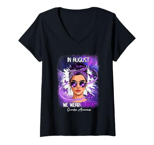 Damen Im August tragen wir Purple Overdose Awareness Day Purple T-Shirt mit V-Ausschnitt Damen Im August tragen wir Purple Overdose Awareness Day Purple T-Shirt mit V-Ausschnitt von In August We Wear Purple Overdose Awareness