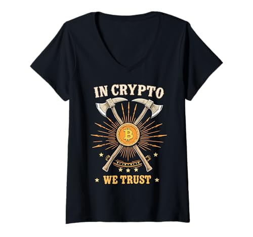Damen Wir Vertrauen auf Krypto T-Shirt mit V-Ausschnitt Damen Wir Vertrauen auf Krypto T-Shirt mit V-Ausschnitt von In Crypto We Trust Tees