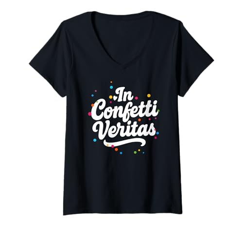 Damen In Farben Veritas Karneval Feier Papierfetzen T-Shirt mit V-Ausschnitt Damen In Farben Veritas Karneval Feier Papierfetzen T-Shirt mit V-Ausschnitt von In Farben Veritas Karneval bunt Feier Papierfetzen