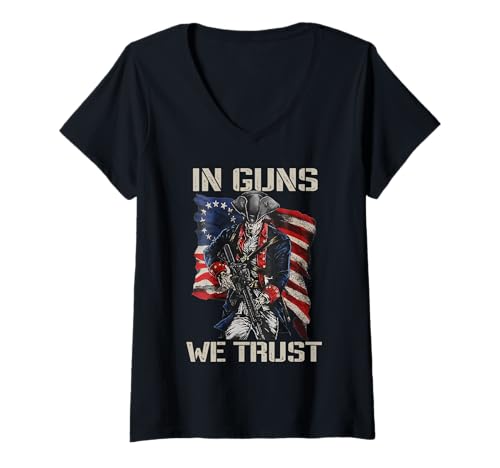 Damen In Guns We Trust - USA Soldat American Flag Pro Guns T-Shirt mit V-Ausschnitt Damen In Guns We Trust - USA Soldat American Flag Pro Guns T-Shirt mit V-Ausschnitt von In Guns We Trust Pro Gun 2nd Amendment