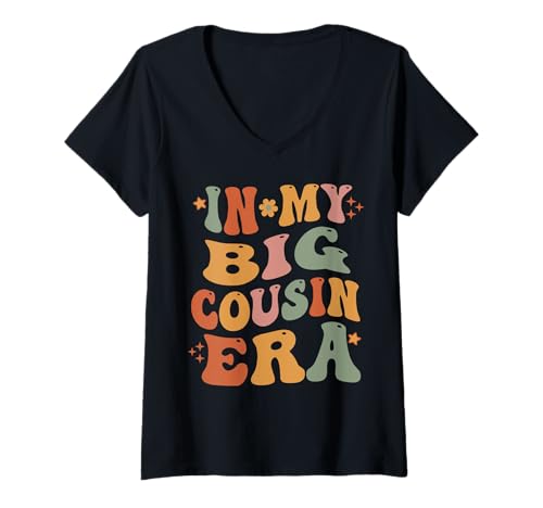 Damen In My Big Cousin Era Funny Cousin Kleinkind Kid T-Shirt mit V-Ausschnitt von In My Big Cousin Era Apparel