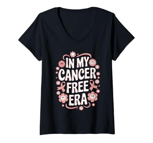 Damen In My Cancer Free Era Brustkrebs-Bewusstsein Monat Survivor T-Shirt mit V-Ausschnitt von In My Cancer Free Era Breast Cancer Awareness