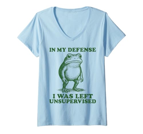 Damen In My Defense I was Left Unsupervised T-Shirt mit V-Ausschnitt Damen In My Defense I was Left Unsupervised T-Shirt mit V-Ausschnitt von In My Defense I Was Left Unsupervised