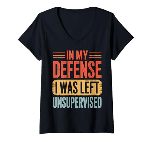 Damen In My Defense I was Left Unsupervised T-Shirt mit V-Ausschnitt Damen In My Defense I was Left Unsupervised T-Shirt mit V-Ausschnitt von In My Defense I Was Left Unsupervised