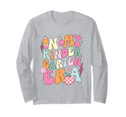 In My Kindergarten Teacher Era Shirt für Kinder, Groovy, Retro Langarmshirt von In My Kindergarten Era Back To School