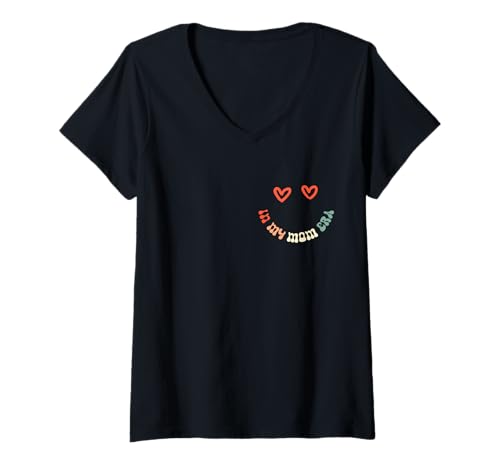 Damen In My Mom Era Funny Groovy Retro Mama Muttertag T-Shirt mit V-Ausschnitt von In My Mom Era lustig Groovy Retro Mama Mutter