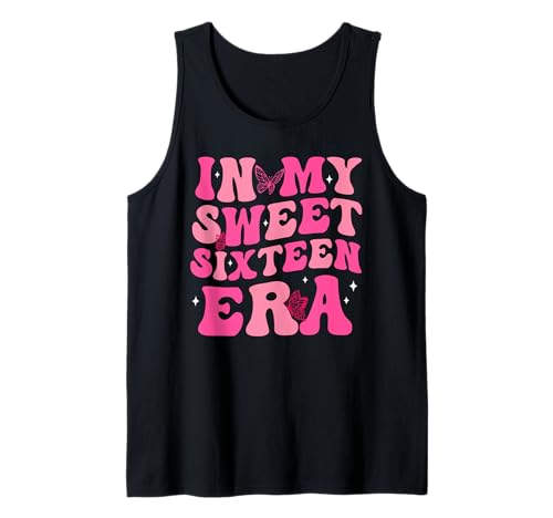 In My Sweet Sixteen Era Shirt zum 16. Geburtstag, Groovy Boy Girl Tank Top von In My Sweet Sixteen Era 16th Birthday Shirt Groovy