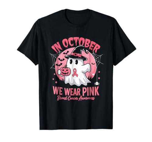 Brustkrebs Frauen Halloween im Oktober tragen wir rosa schwarz T-Shirt Brustkrebs Frauen Halloween im Oktober tragen wir rosa schwarz T-Shirt von In Oct-ober We Wear Pink Ghost