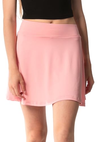 Damen Rock mit Innenshorts und Handytasche - weicher Microfaser Stoff mit knitterfreien hohem Bund - lachs L von In One Clothing