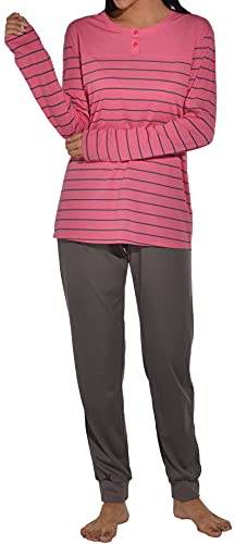 Damen Schlafanzug in 100% Baumwolle, mit kurzer Knopfleiste und Funktionsschnitt, in der Farbe Candy pink (XL) von In One Clothing