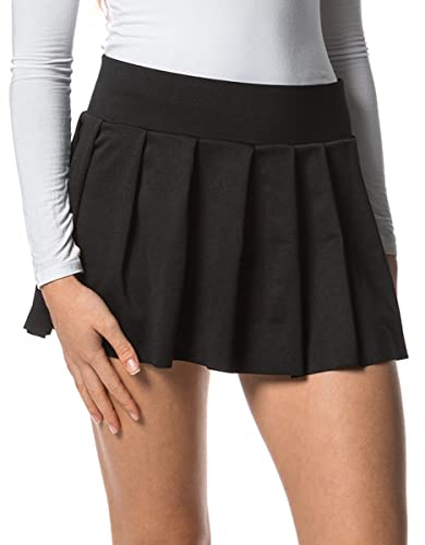 Damen Skater Mini Rock - kurzer sexy Plissee Rock für Sport, Freizeit, Büro, Party - schwarz (S) von In One Clothing